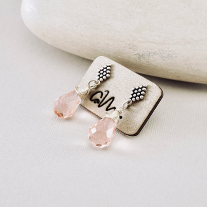 Pink Crystal Textured Post Earrings