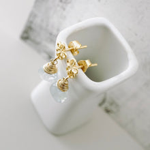 Load image into Gallery viewer, TN Petite Aquamarine Flower Earrings (Vermeil)