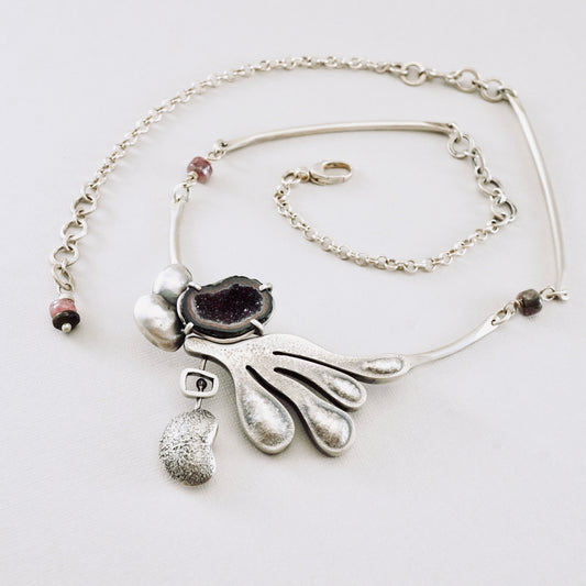 Baby Tobasco Geode & Tourmaline Necklace