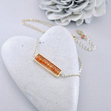 Load image into Gallery viewer, TN Carnelian Long Bar Necklace (Gold-filled)