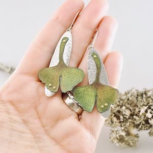 RH - Gingko Oval Drop Earrings (Olive & Umber)