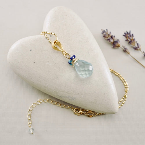 TN Aqua Quartz & Lapis Wrap Pendant (Gold-filled)