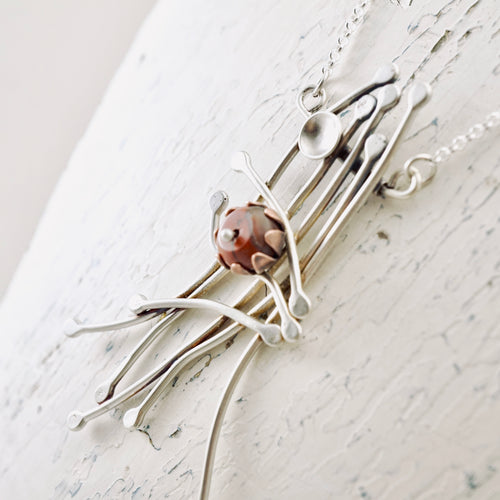 AM - Whimsical Trellis Red Jasper Garden Necklace (Sterling)