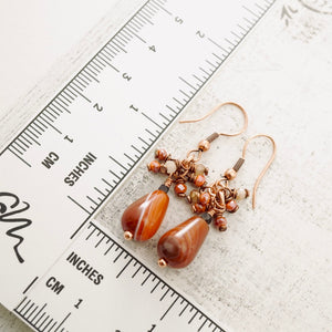 TN Agate & Crystal Cluster Earrings (Copper)