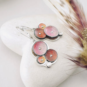 RH - Water Drop Short Earrings (Magenta & Orange)