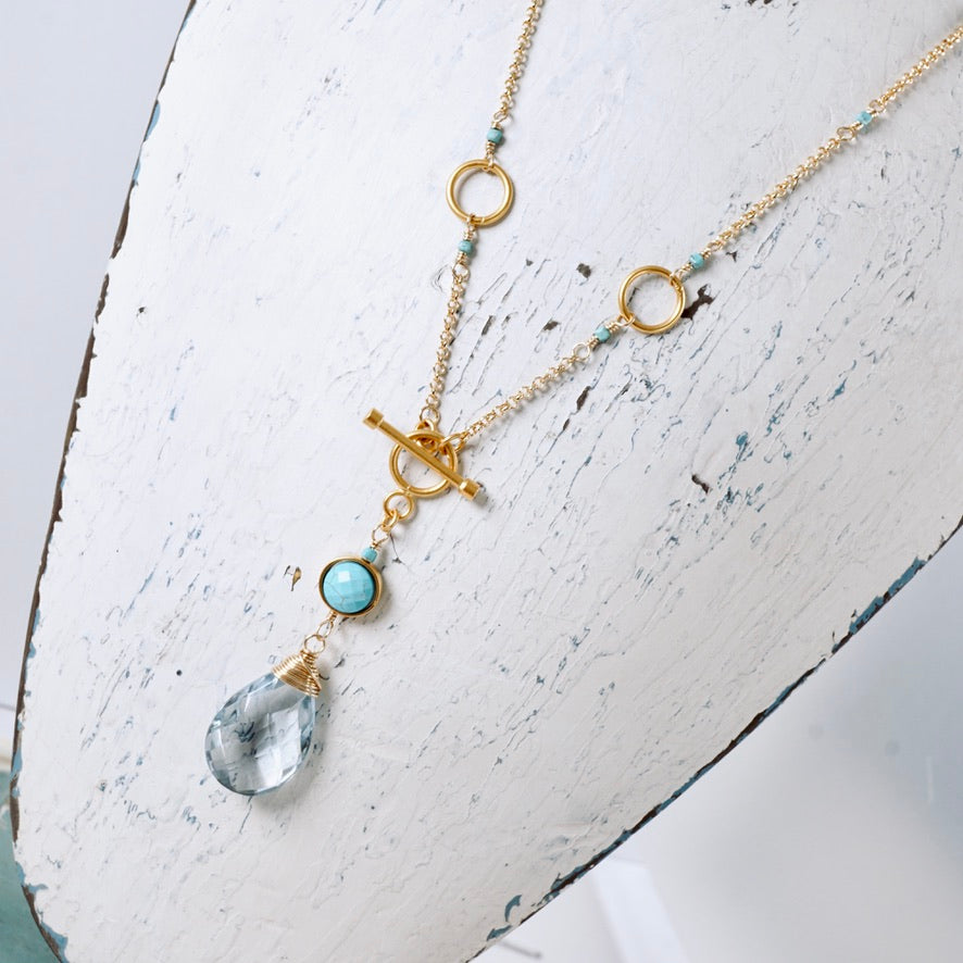 Blue Topaz & Turquoise Toggle Pendant