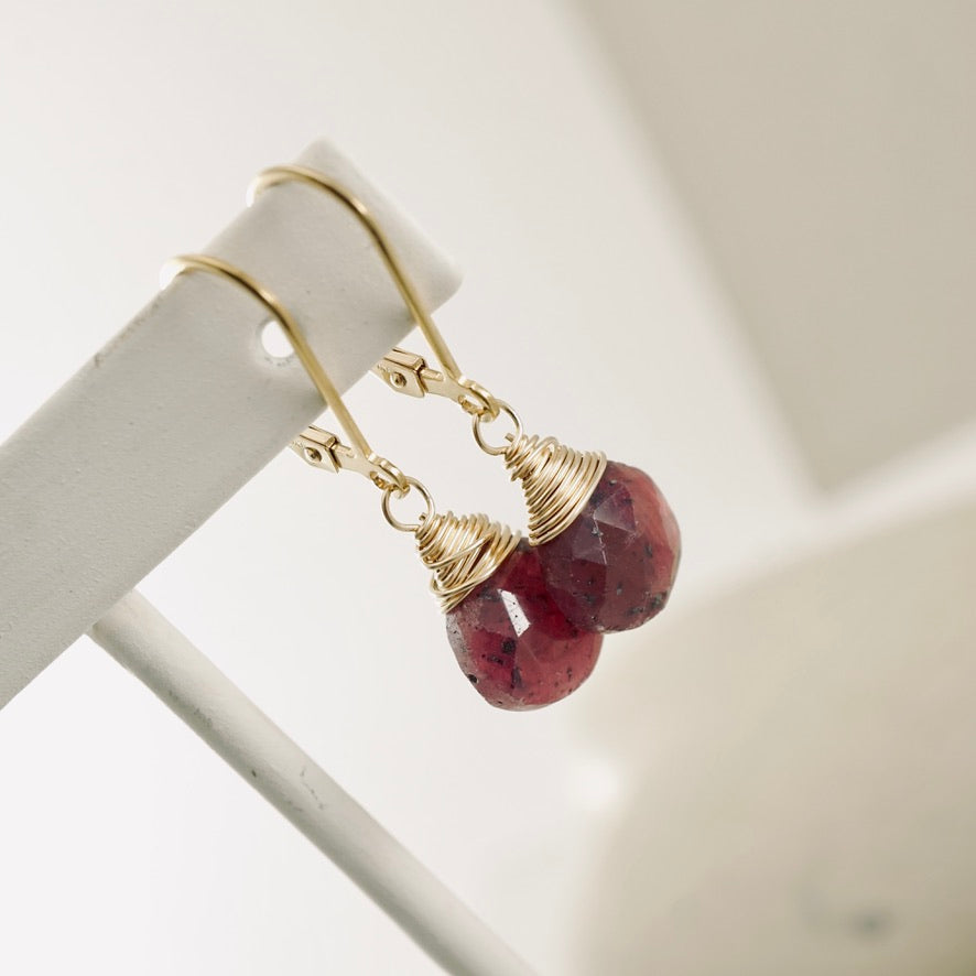 Ruby Faceted Drop Earrings