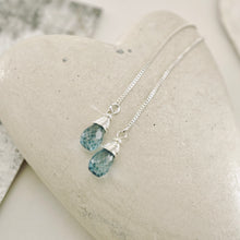 Load image into Gallery viewer, TN Blue Topaz Threader Box Chain Earrings (SS)
