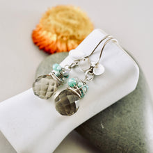 Load image into Gallery viewer, TN Smoky Quartz Ladybug Drop Earrings (SS)