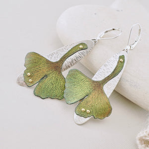 RH - Gingko Oval Drop Earrings (Olive & Umber)