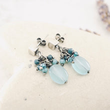Load image into Gallery viewer, TN Aqua Blue Chalcedony Petite Cluster Earrings (SS)