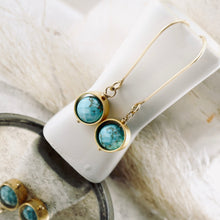 Load image into Gallery viewer, TN Natural Turquoise Globe Earrings (Gold-filled)