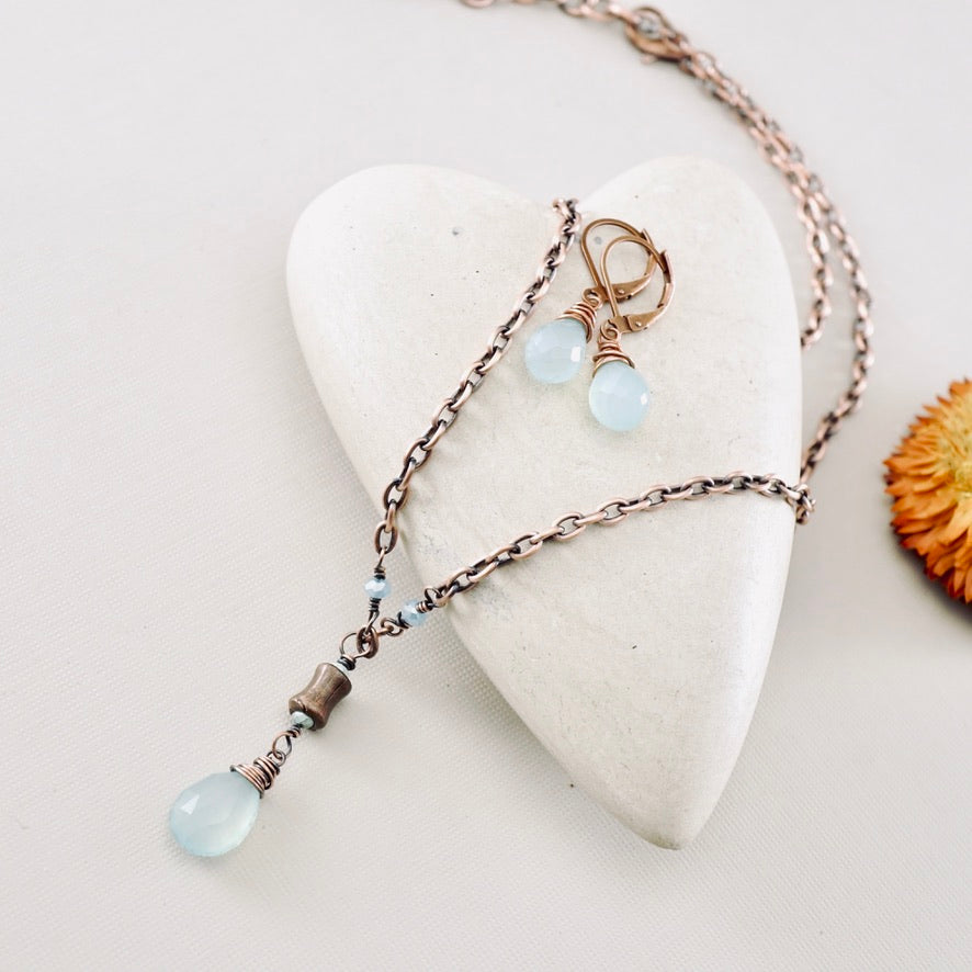 Petite Chalcedony Barrel Pendant