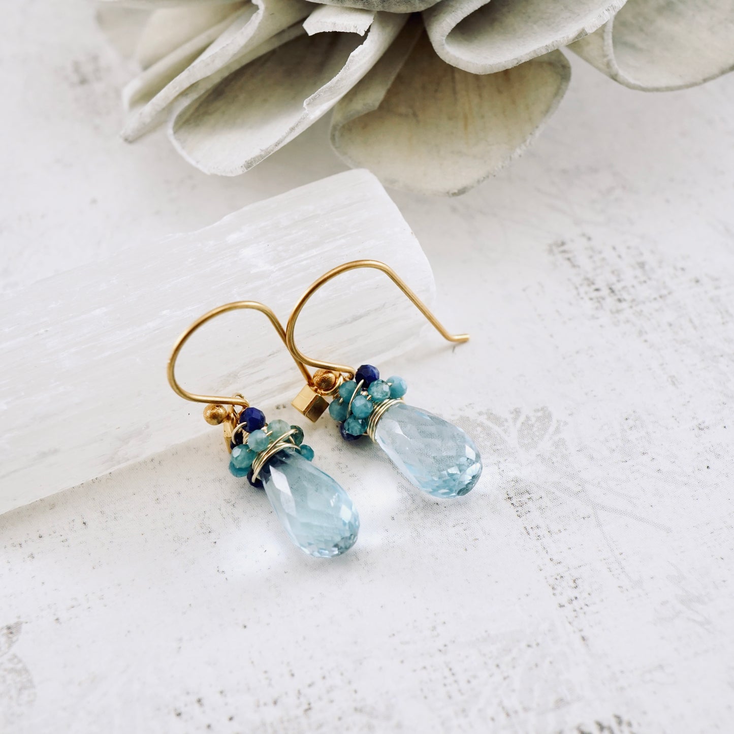Blue Topaz, Apatite & Lapis Nested Earrings