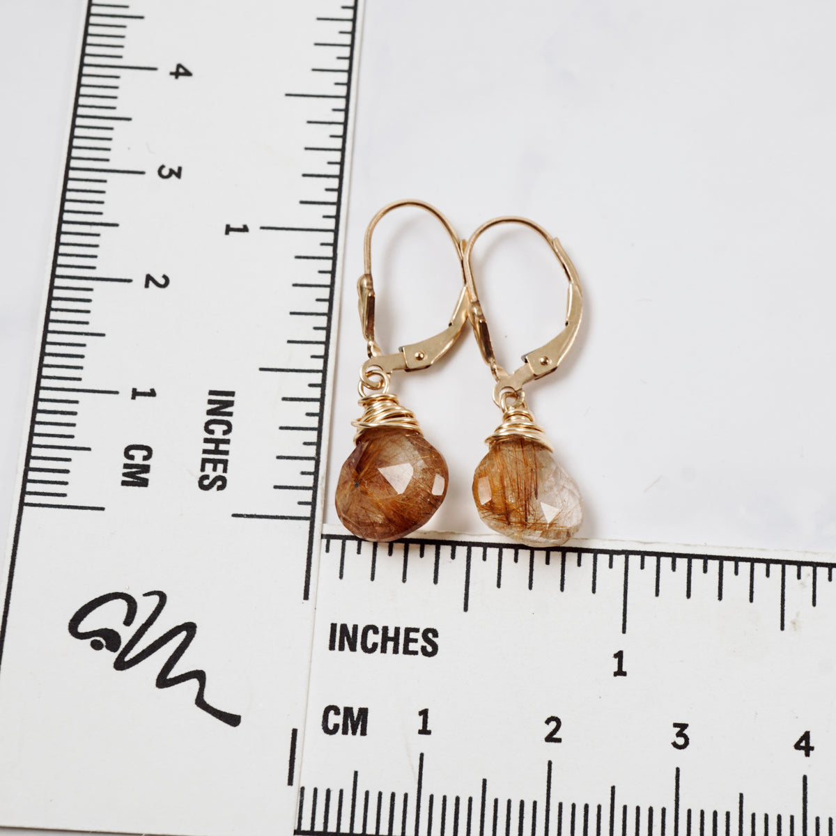 Copper Rutilated Quartz Drop Earrings