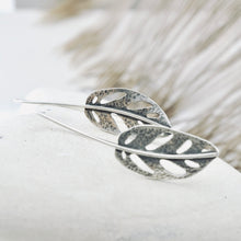 Load image into Gallery viewer, BG - Long Monstera Earrings (Sterling Silver)