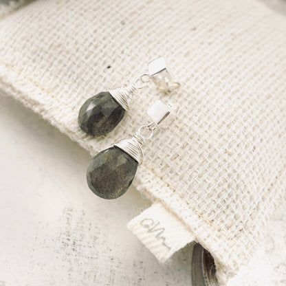 Labradorite Square Post Earrings