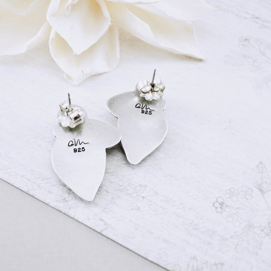 Green Onyx Leaf Stud Earrings