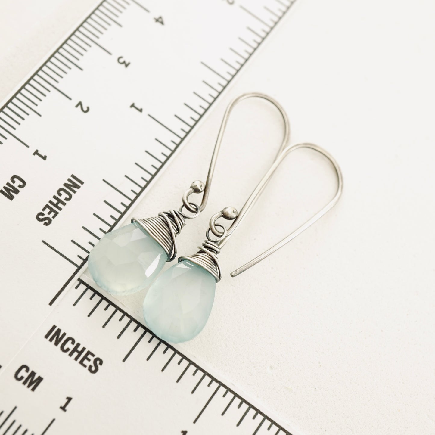 Blue Chalcedony Long Earrings