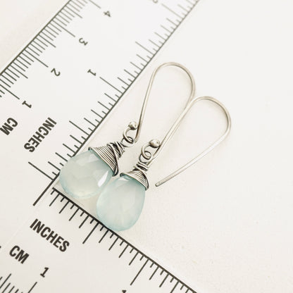 Blue Chalcedony Long Earrings