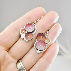 RH - Water Drop Short Earrings (Magenta & Orange)