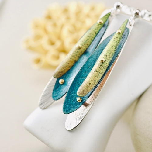 RH - Lime & Teal Dragonfly Earrings (SS posts)