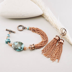TN Boho Shoulder Duster Tassel Earrings (Copper)