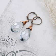 Load image into Gallery viewer, TN Large Faceted Blue Crystal Drop Earrings (Copper)