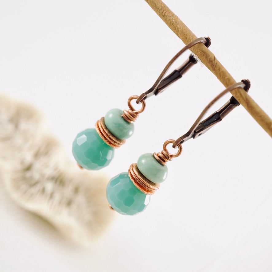 Green Quartz Turquoise Earrings