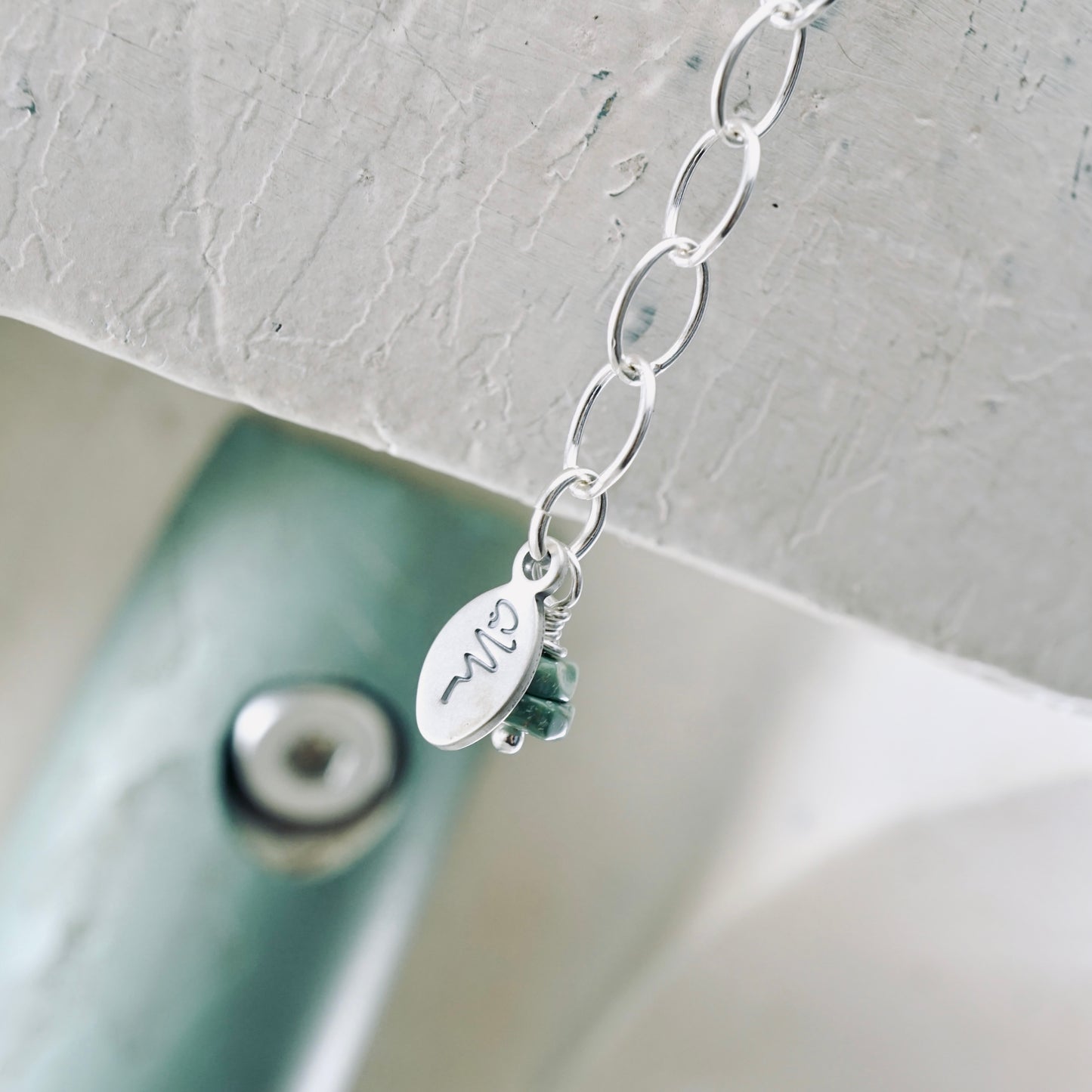 Monstera Square Pendant (Aqua Green)