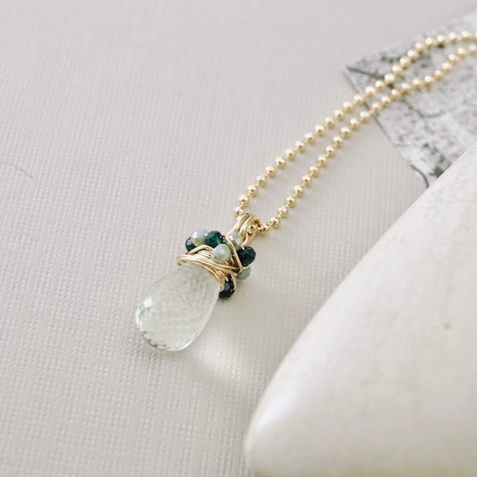Petite Green Amethyst Wrap Pendant