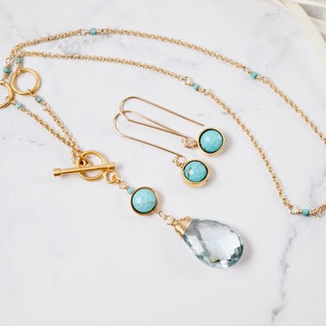 Turquoise Orbit Long Drop Earrings