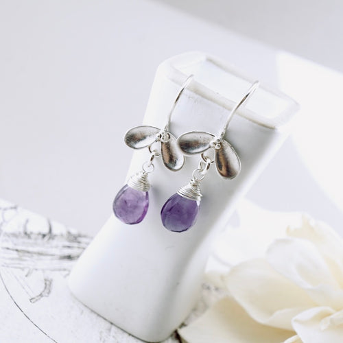 TN Petite Amethyst Ladybug Earrings (Sterling)
