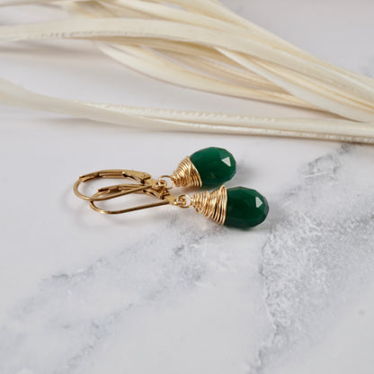 Green Onyx Drop Earrings