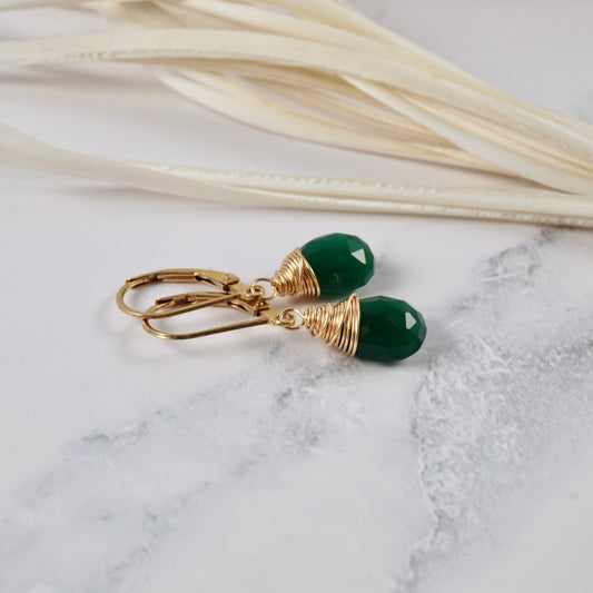 Green Onyx Drop Earrings