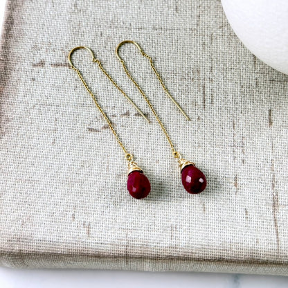 Natural Ruby U-Threader Earrings