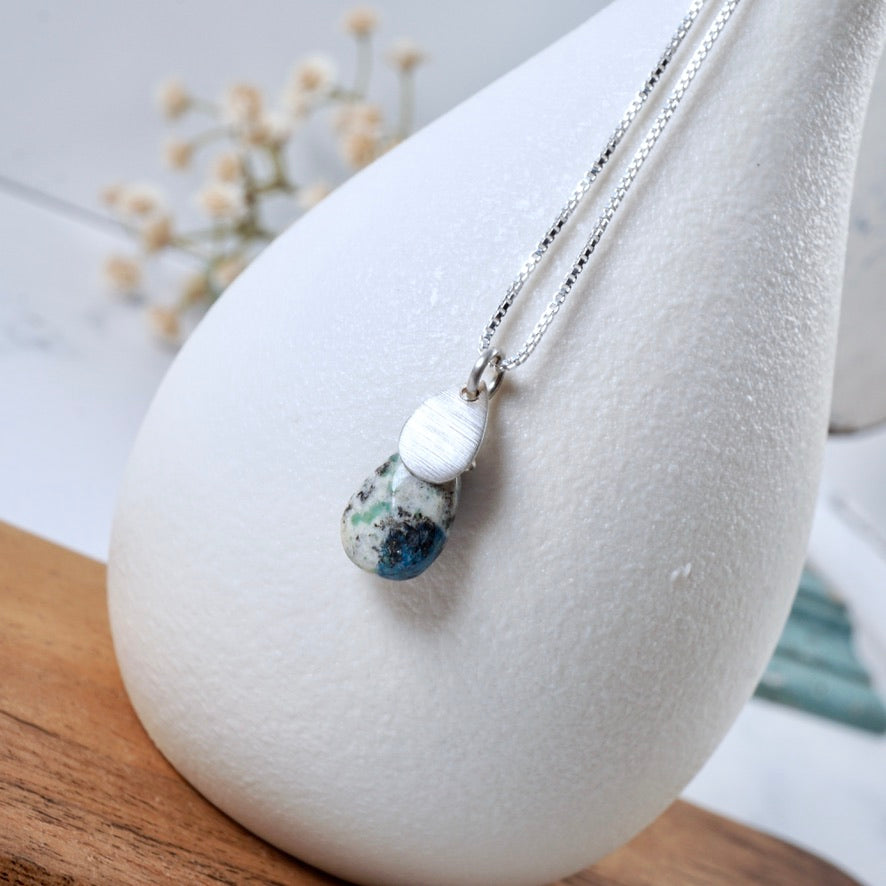 Petite K2 Jasper & Silver Drop Pendant