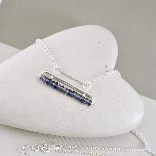 Iolite Movable Bar Necklace