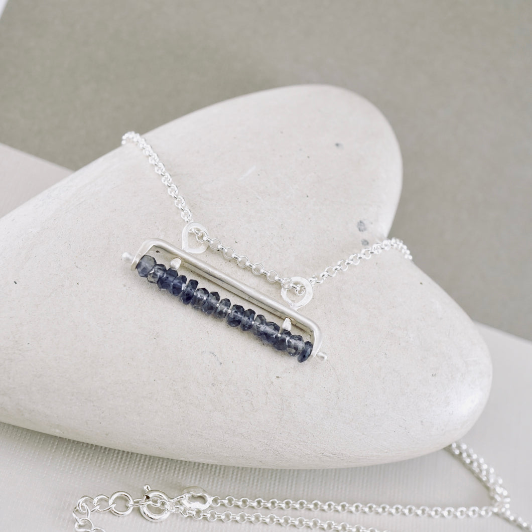 AM Iolite Movable Bar Necklace (Sterling Silver)