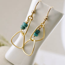 Load image into Gallery viewer, TN Double Triangle Turquoise Hoop Earrings (GF)
