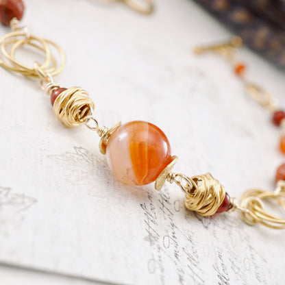 Carnelian & Gold Bauble Bracelet