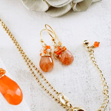Load image into Gallery viewer, TN Sunstone &amp; Carnelian Nested Earrings (Gold-vermeil)