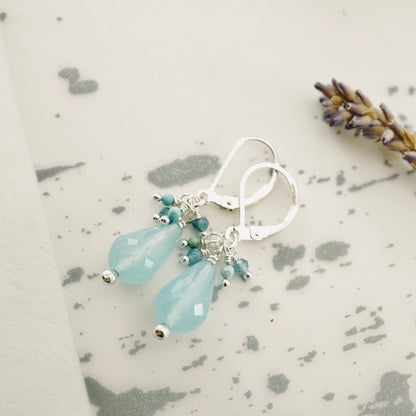 Blue Chalcedony Petite Cluster Earrings