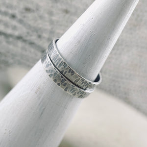 Stackable - Textured Flat Band Ring (Sterling)