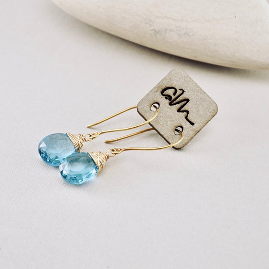 Swiss Blue Topaz Drop Earrings