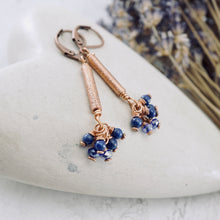 Load image into Gallery viewer, TN Long Lapis Cluster Earring (CU)