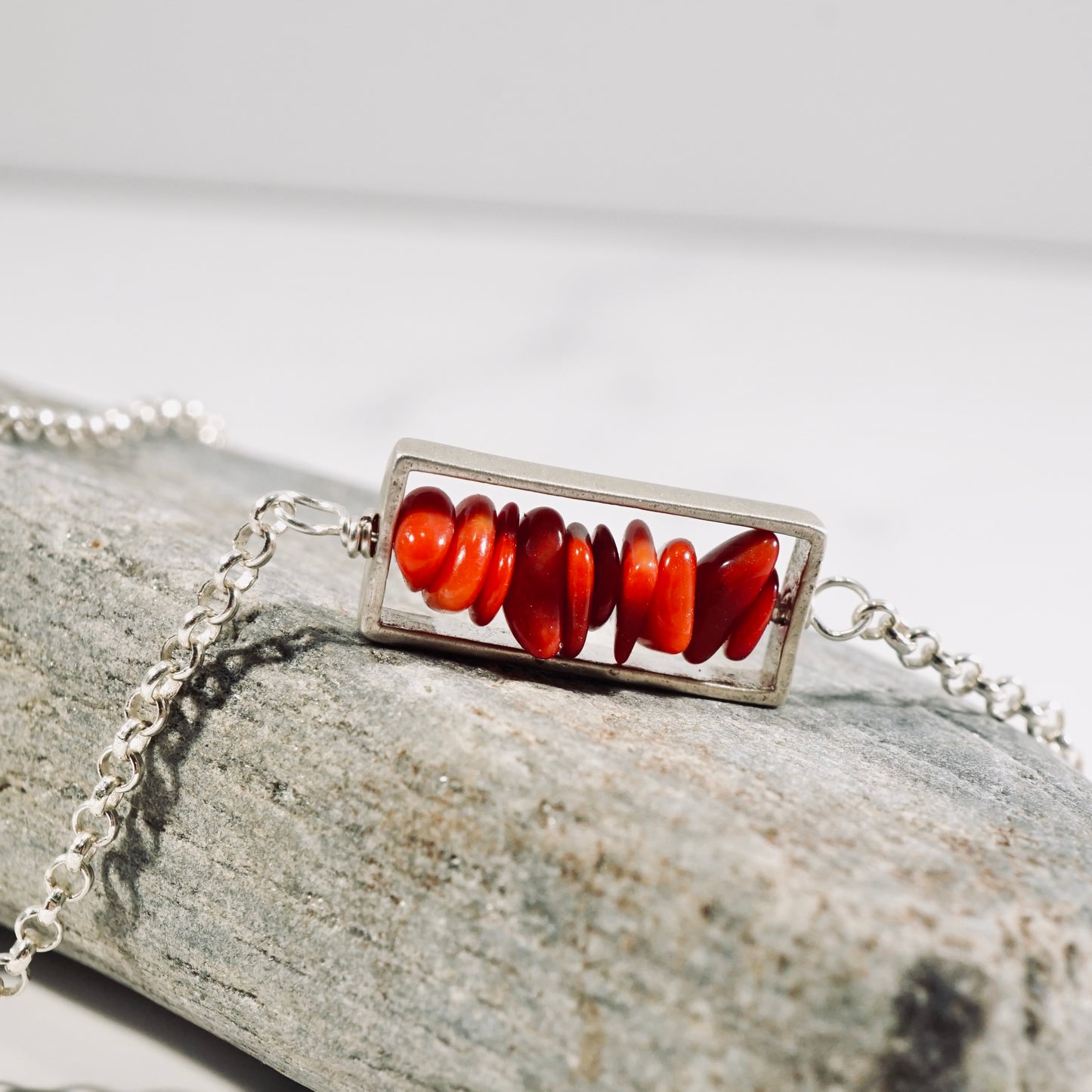 Coral Petite Bar Necklace