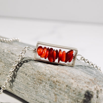 Coral Petite Bar Necklace