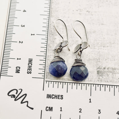 Blue Sapphire Ladybug Earrings