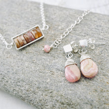 Load image into Gallery viewer, TN Rhodochrosite Petite Bar Necklace (Sterling Silver)